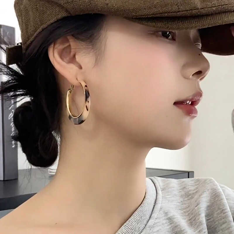 Wholesale Leopard Print  Exaggerated Hoop Earrings