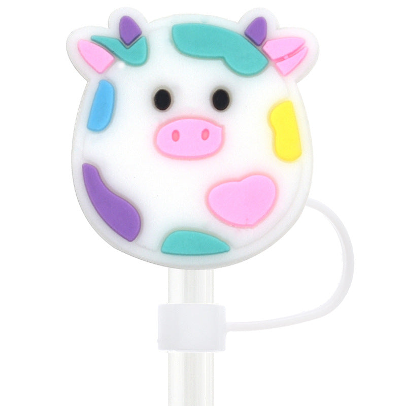 Wholesale Random 100pcs Cartoon Cute 10mm PVC Soft Straw Tube Cap ACC-SCR-RYY083