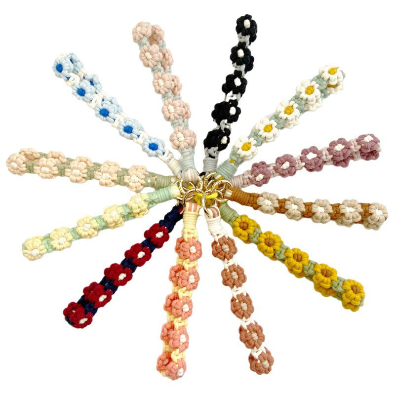 Wholesale Small Daisy Flower Mobile Phone Lanyard Keychain Bohemian Holiday Style Keychains ACC-KC-Huaien001