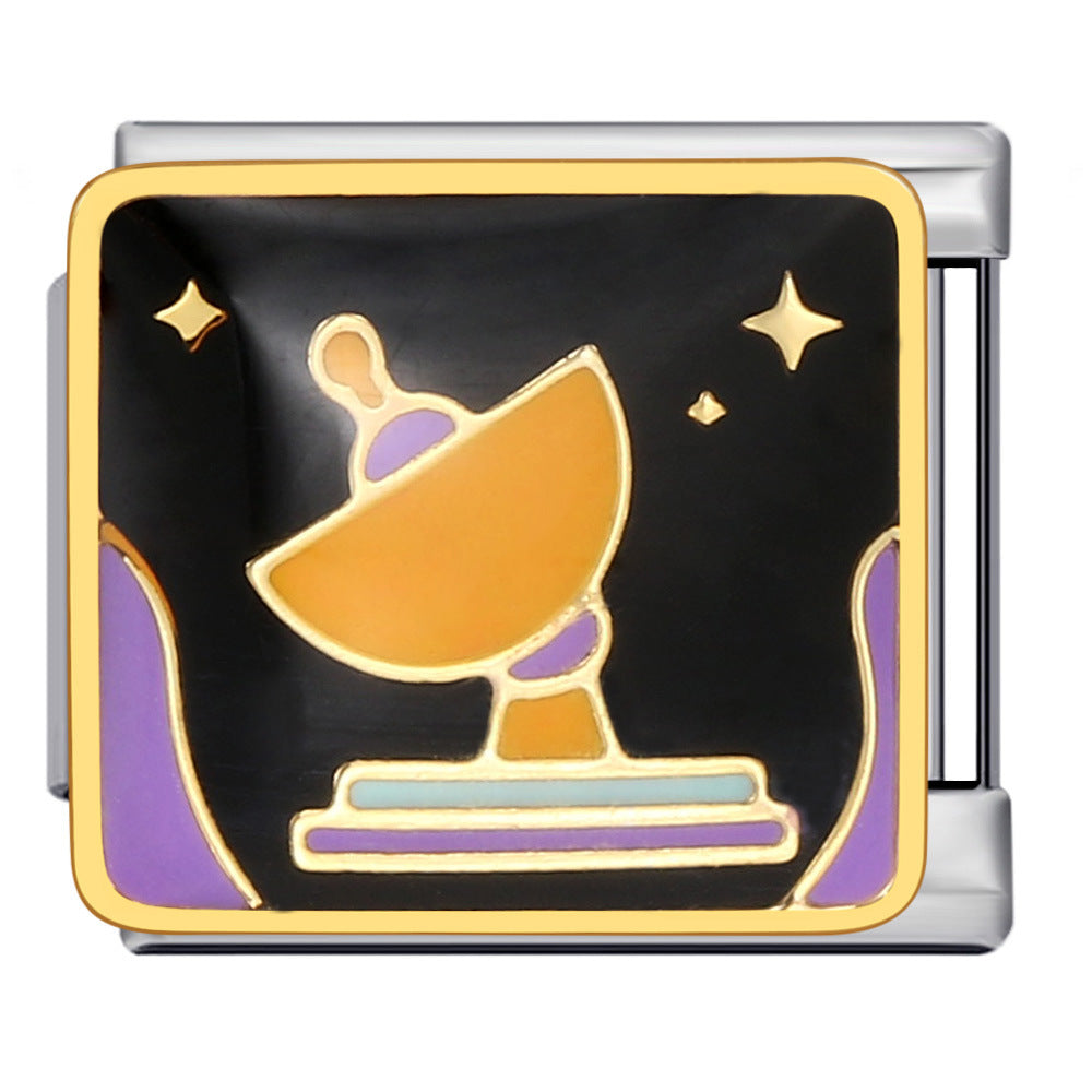 Wholesale Italian Charm Bracelet 9mm DIY Splicing Removable Space Moon Stainless Steel Composable Bracelet