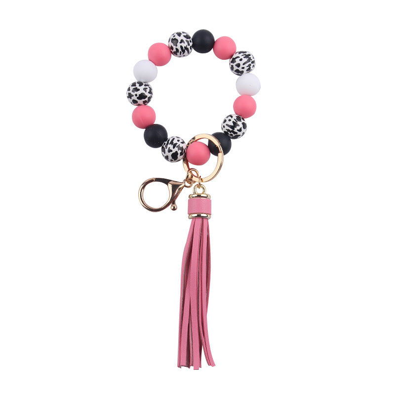 Wholesale New Leather PU Tassel Silicone Beads Wooden Beads DIY Name Beads Bracelet Keychain Pendant ACC-KC-GuangTian038