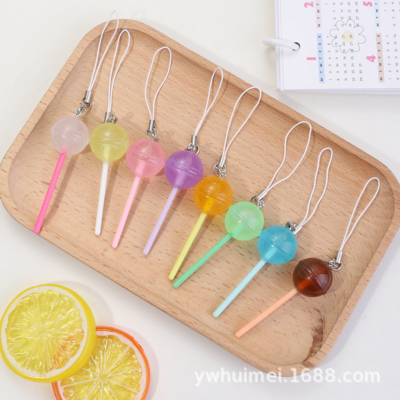 Wholesale Luminous Lollipop Candy Phone Chain Keychain