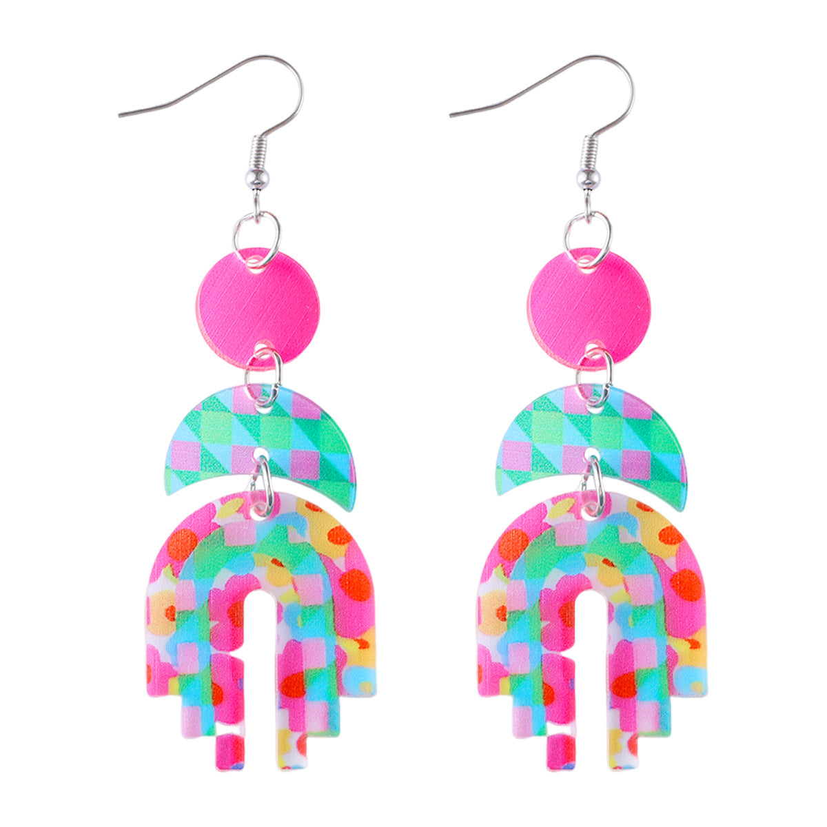 Wholesale Bohemian Wave Dot Leaf Flower Geometric Tassel Acrylic Earrings