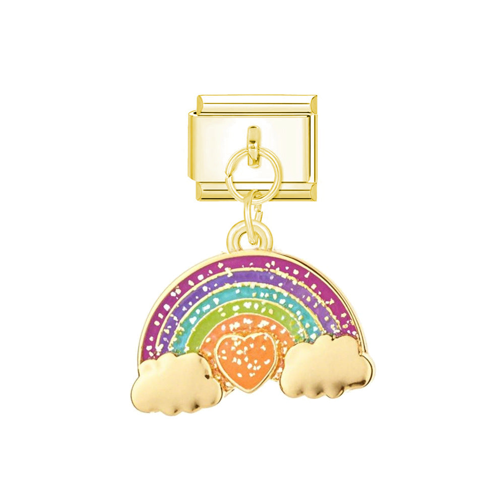 Wholesale Italian Charm Bracelet 9mm DIY Cartoon Butterfly Cloud Pendant Series Creative Stainless Steel Composable Bracelet