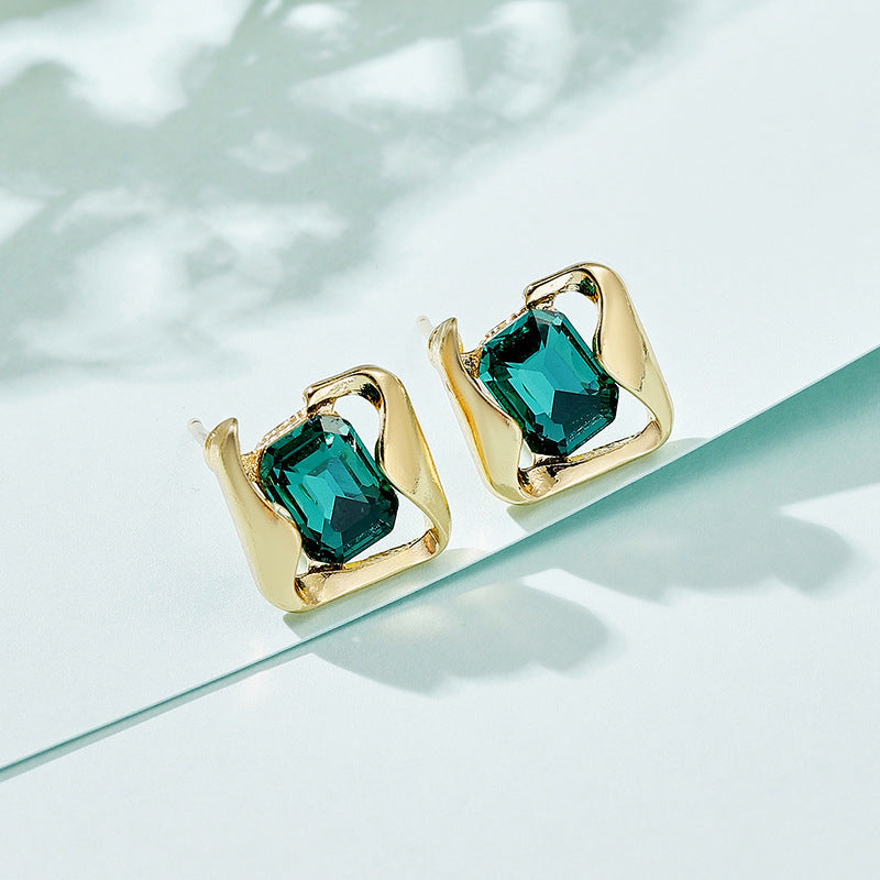 Wholesale green diamond flower lovely earrings