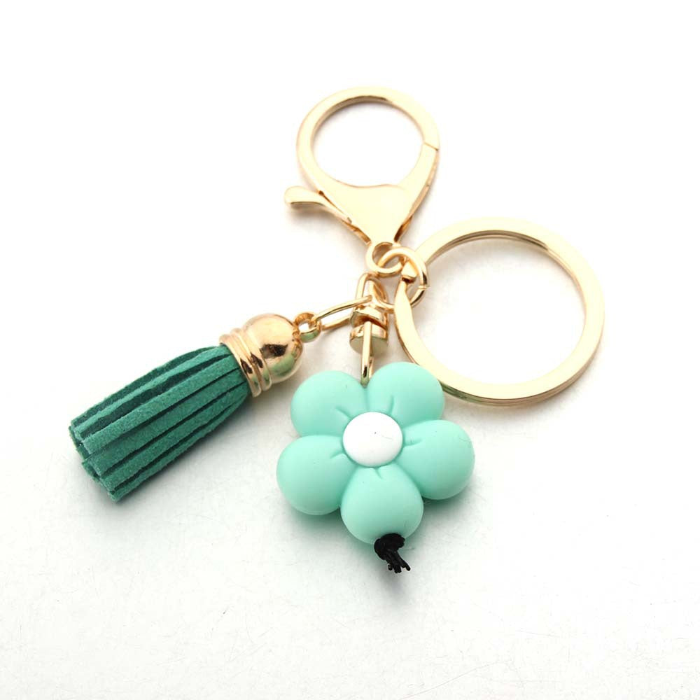 Wholesale Sunflower Tassel Silicone Beaded Keychain Cute Keychain ACC-KC-JinAn019