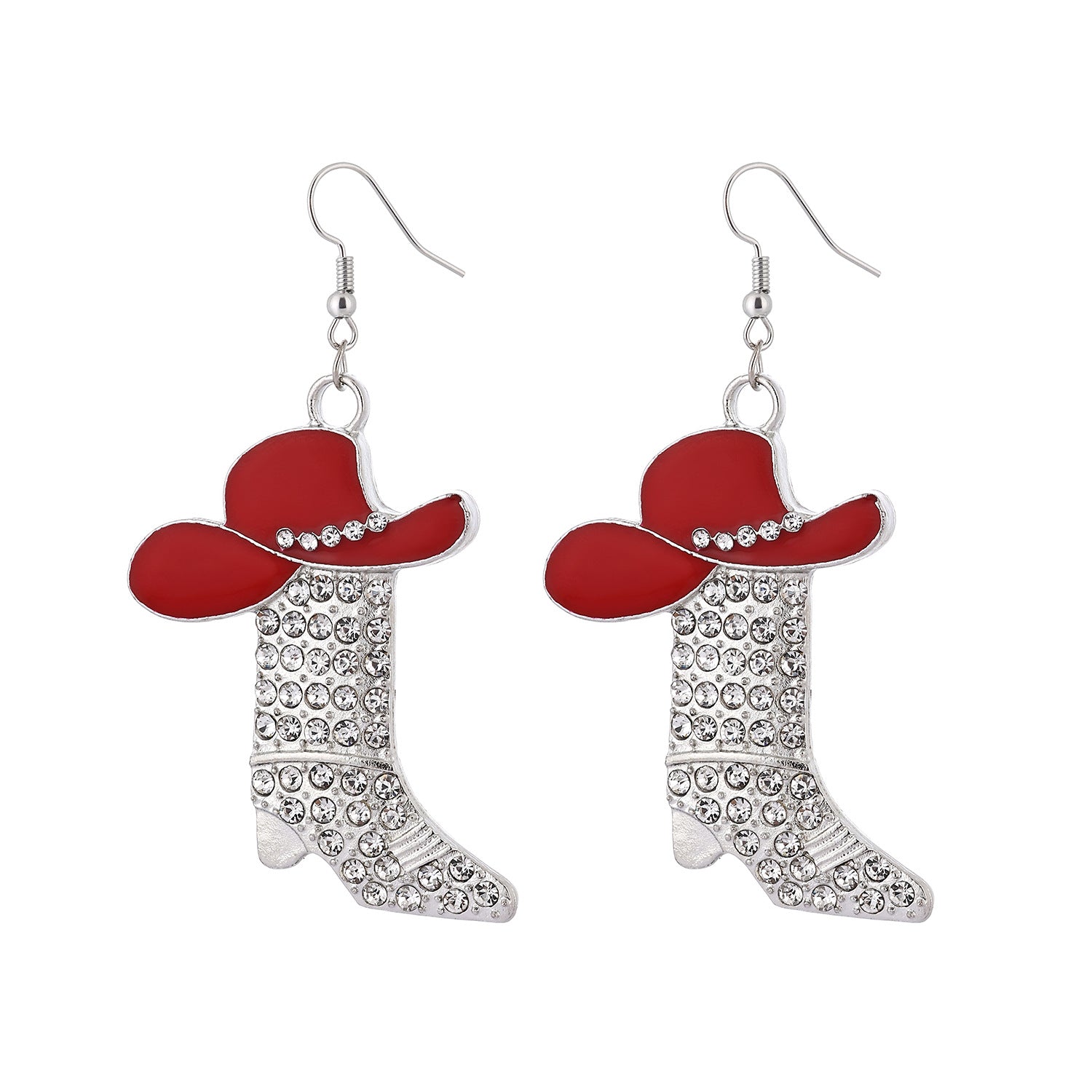 Wholesale western boots pendant earrings creative full diamond earrings