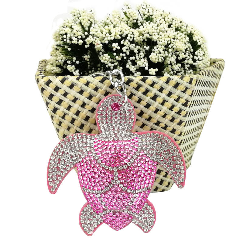 Wholesale Creative Cartoon Turtle Leather Diamond Keychain