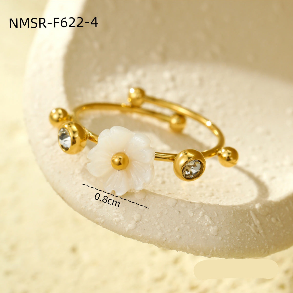 Wholesale flower 18K gold stainless steel ring