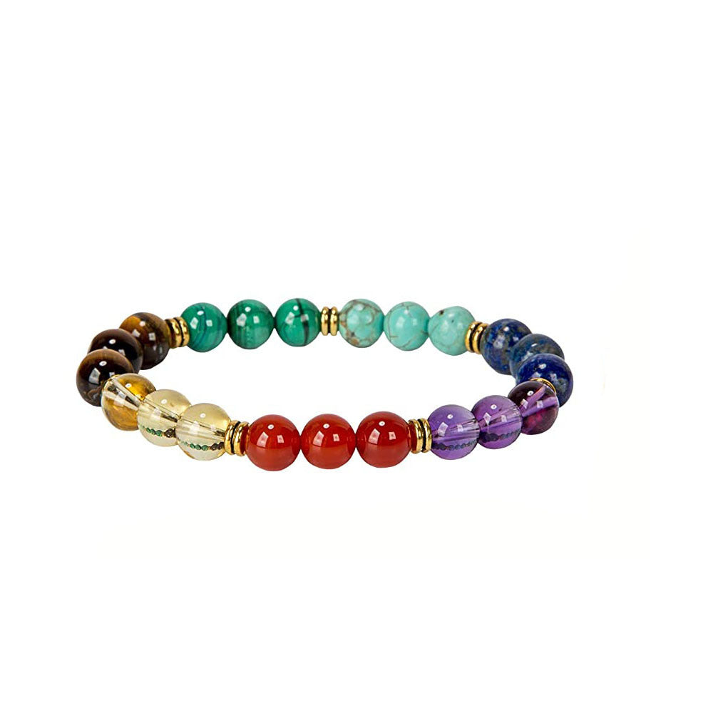 Wholesale 8MM Colorful Natural Stone Crystal Bracelet Adjustable Elastic Unisex Jewelry Gift