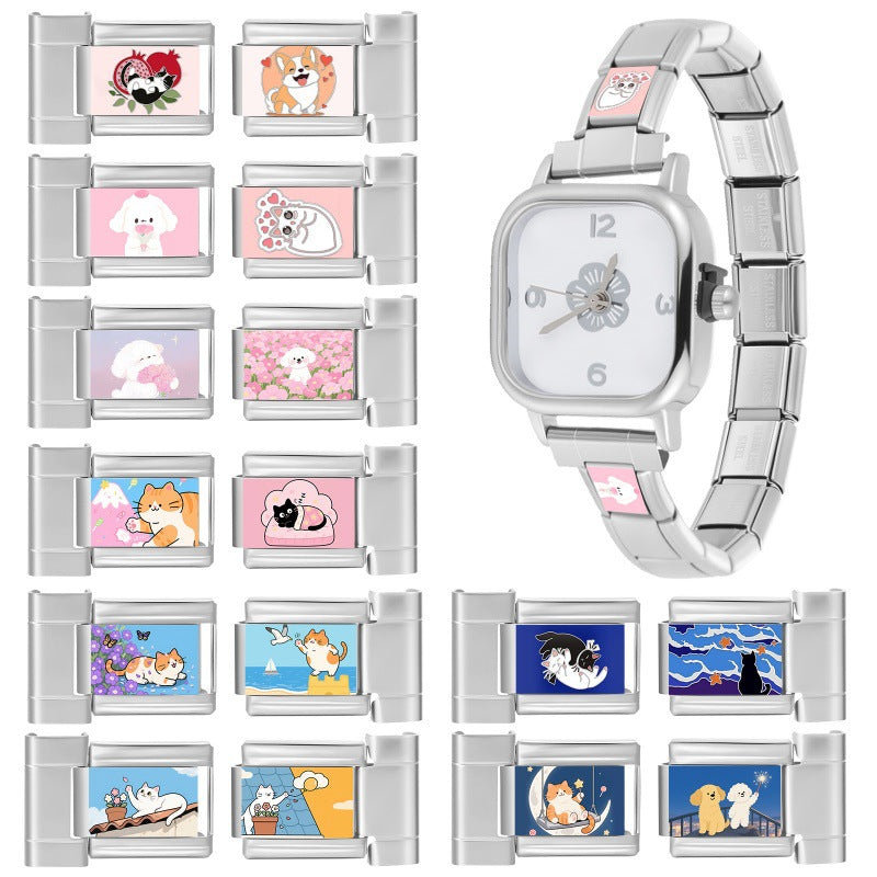 Wholesale 9mm Italian Charm Starter Bracelets DIY Cute animals Stainless Steel Composable Bracelet