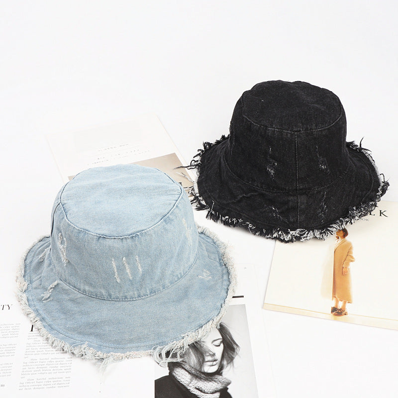 Wholesale  Vintage Washed Denim Fisherman Hat Bucket Hat