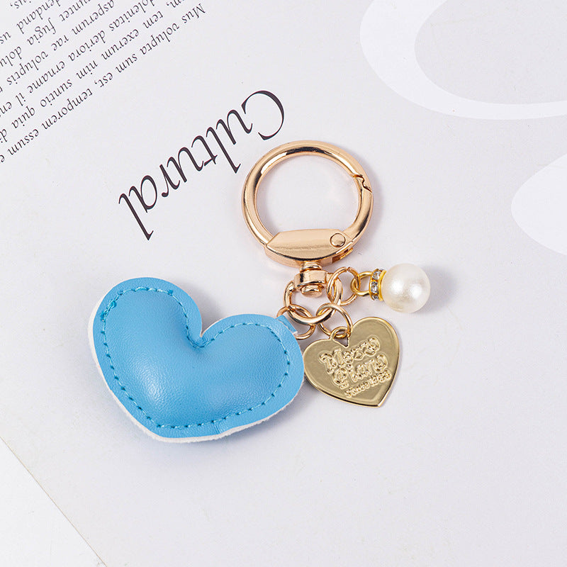 Wholesale Cute Heart Shape Leather Colorful Padded Keychain