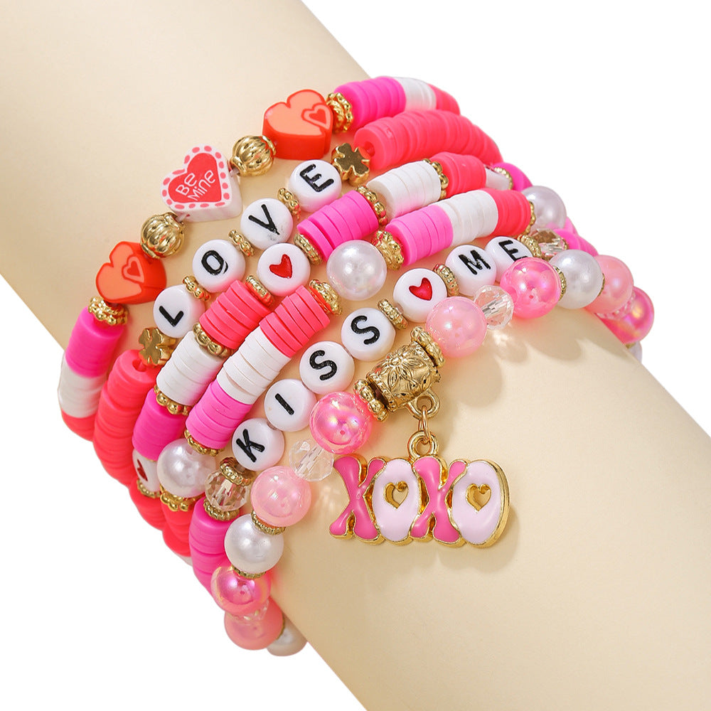 Wholesale Valentine' s Day Love Bouquet Lip Pendant Bracelet