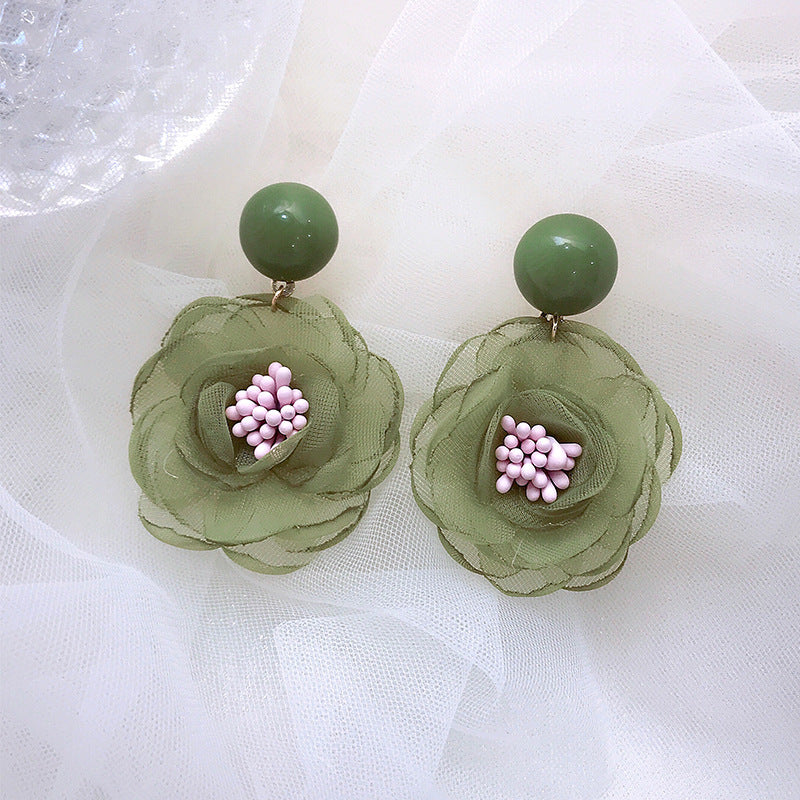 Wholesale Vintage Purple Green Lace Flower Earrings ACC-ES-ZhiShifang001