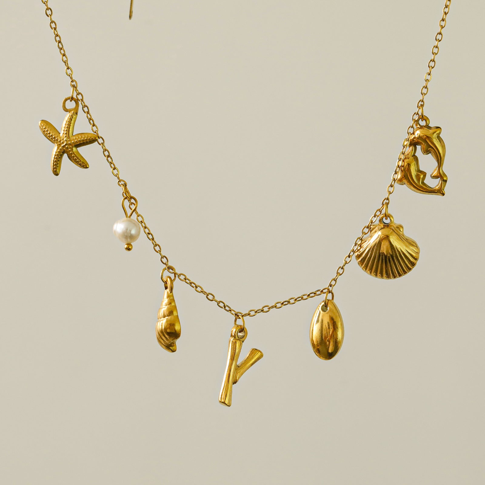 Wholesale 26 Letters Freshwater Pearl Starfish Ocean Series Necklace