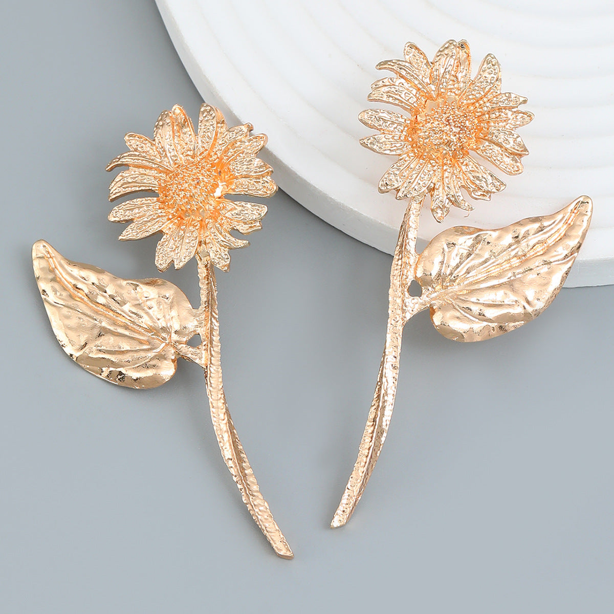 Wholesale Sunflower Flower Metal Earrings