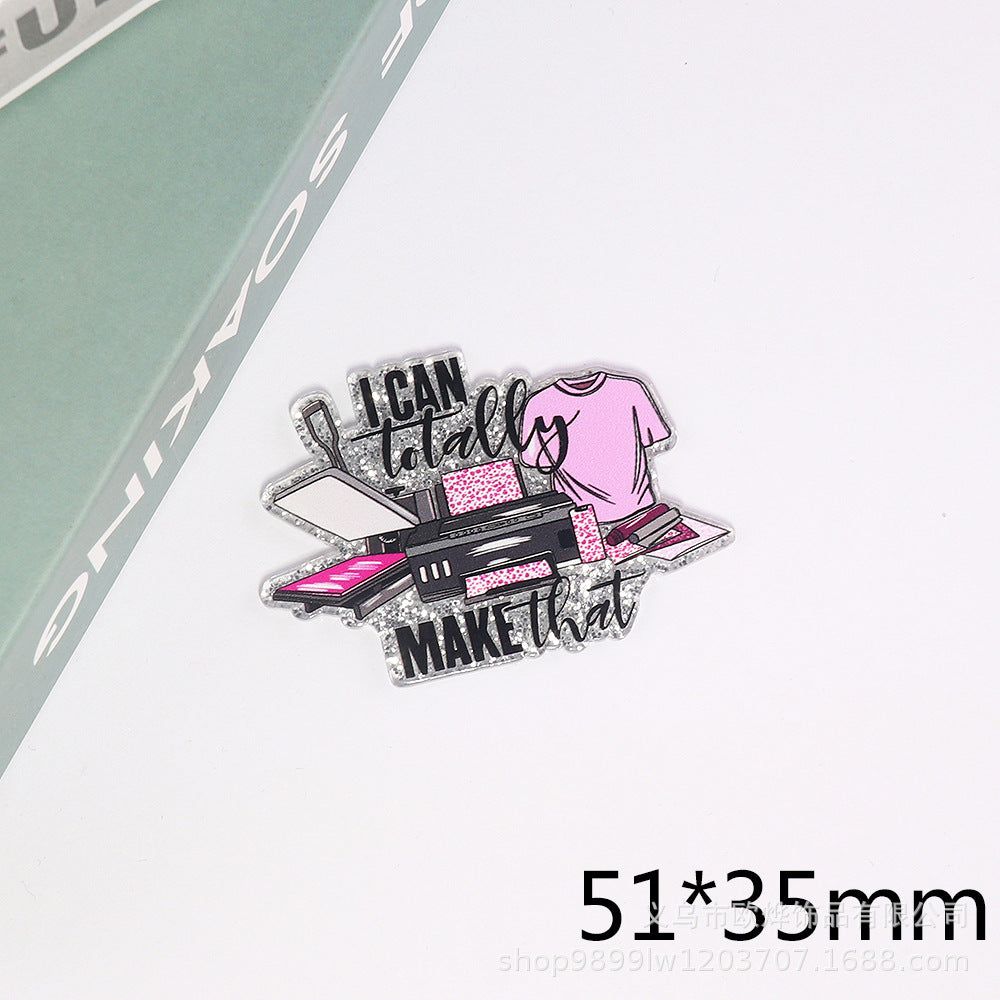 Wholesale 10pcs DIY Flatback  cartoon letter  Acrylic Flatback Badge Reels Retractable Keychain DIY Accessories