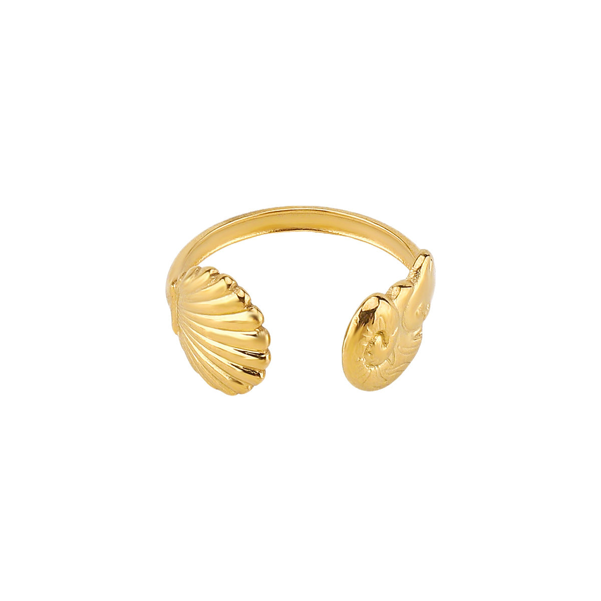 Bracciale ad anello aperto con conchiglia smerlato serie Ocean in acciaio inossidabile all'ingrosso