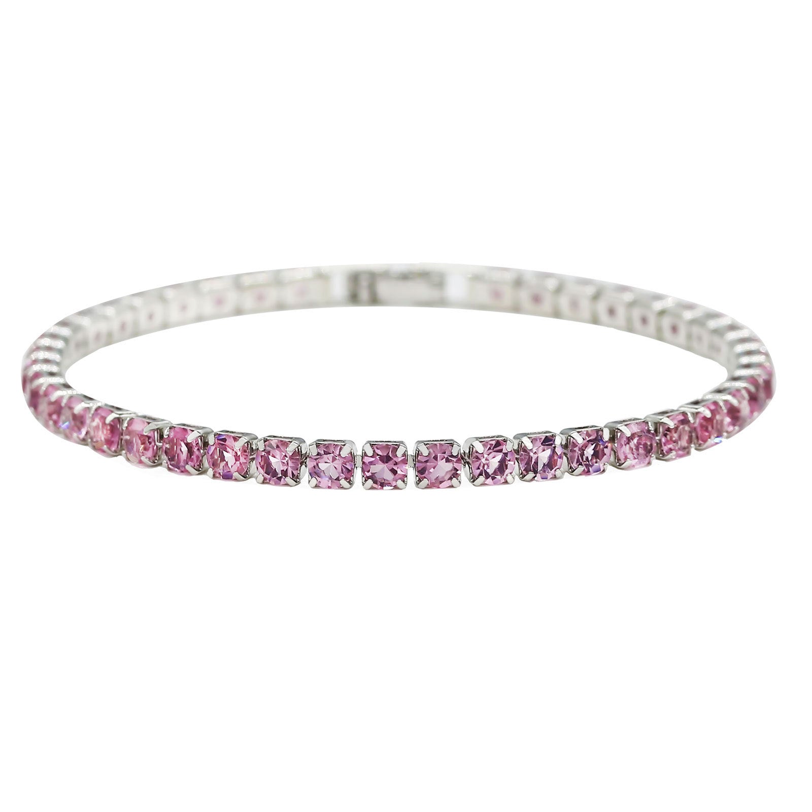 Wholesale Stylish Alloy Tennis Bracelet Geometric Rhinestone Design Platinum White Finish 17Cm Unisex Everyday Jewelry Gift