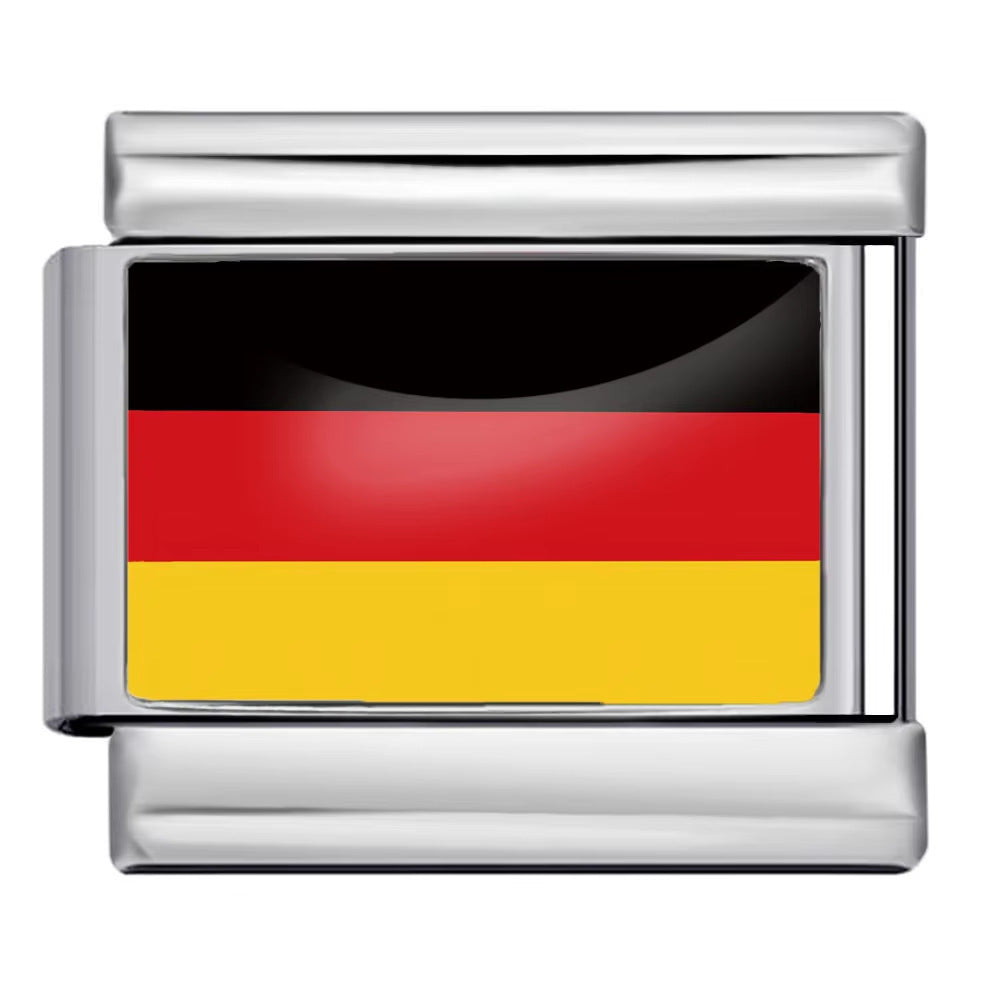 Wholesale 5pcs Italian Charm Bracelet 9mm DIY Splicing World Flag Series Stainless Steel Composable Bracelet