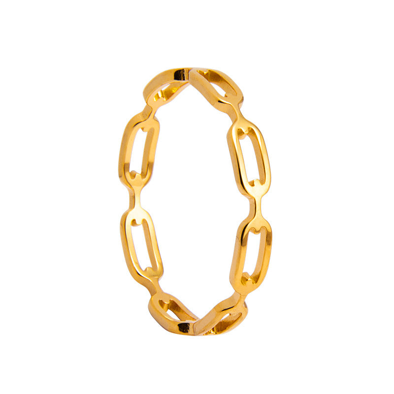 Wholesale Trendy Titanium Steel Cut Out Chain Ring Fashion Jewelry Accessory for Gift or Everyday Wear