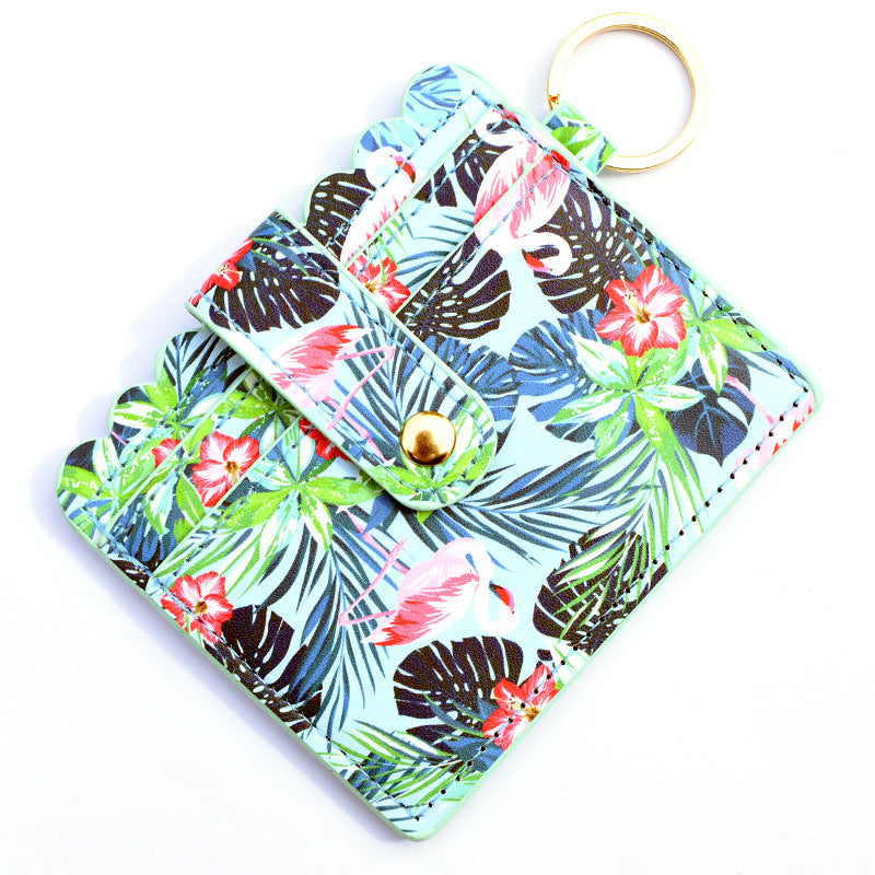 Wholesale Western Style Leopard Plaid Flower Card Holder Keychain ACC-KC-QiuXue001
