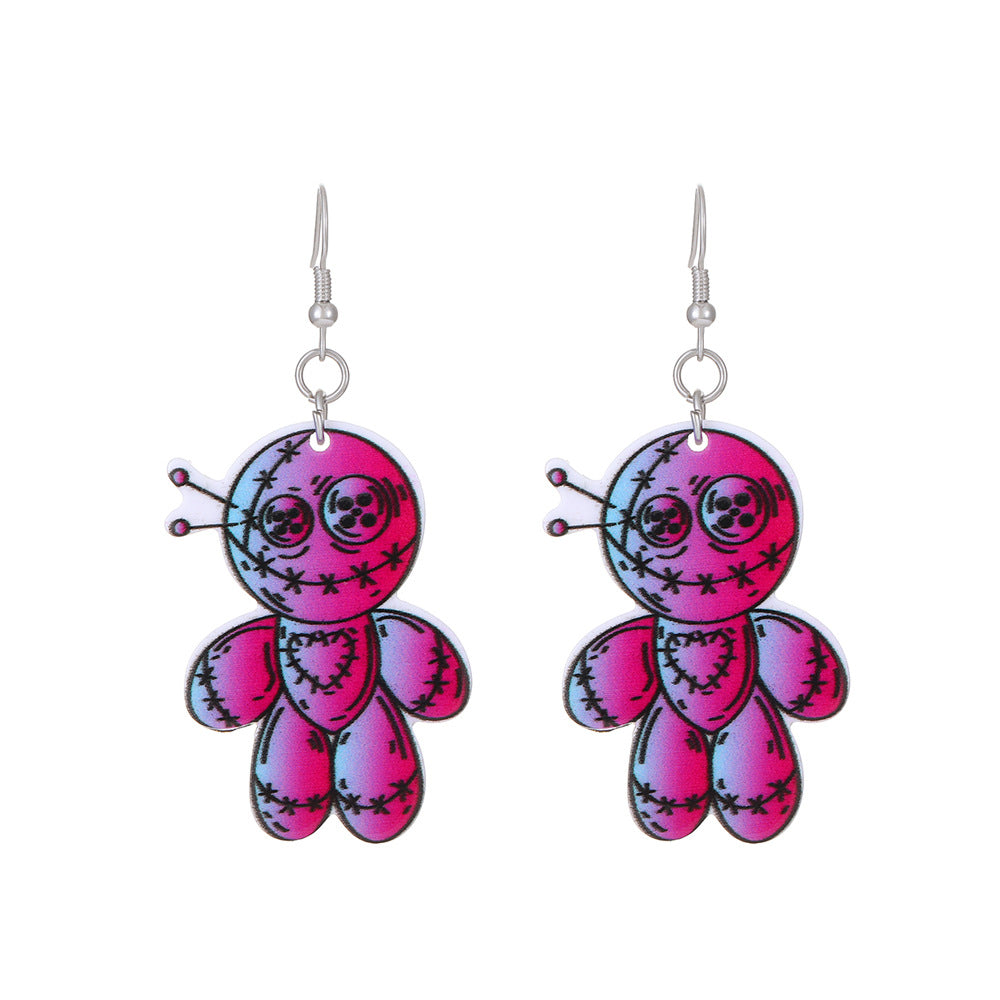 Wholesale  Acrylic Heart Skeleton Dangle Earrings for Women Party Wear Fashion Accessory