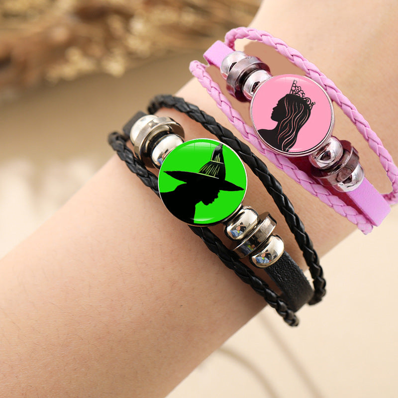 Wholesale Retro luminous sun and moon lovers handmade multi-layer braided leather bracelet