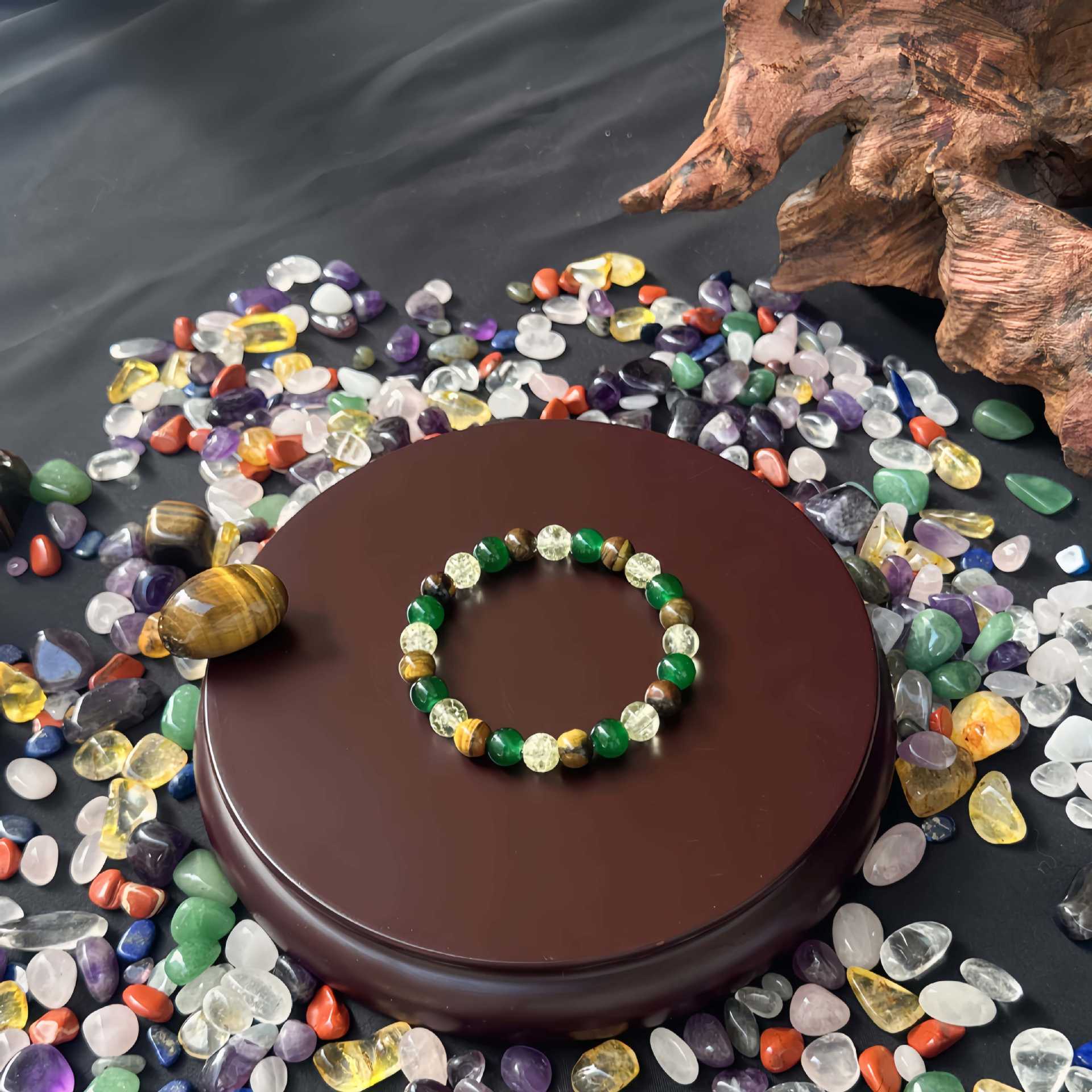 Wholesale Lucky Natural Tiger Eye Green Agate Bracelet