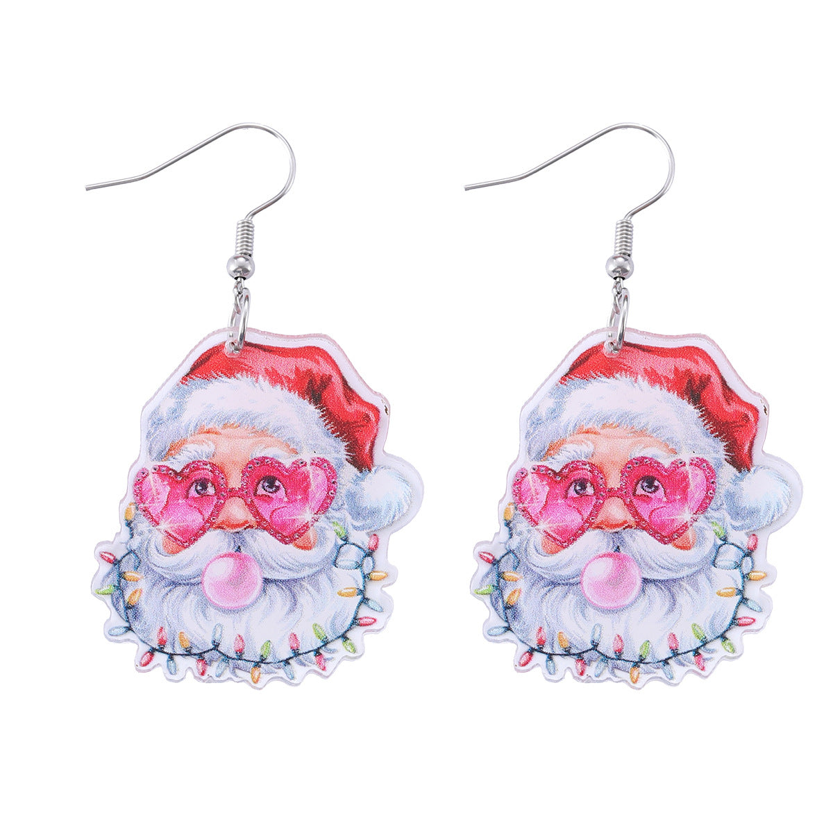 Wholesale Christmas love print  pendant earrings acrylic earrings