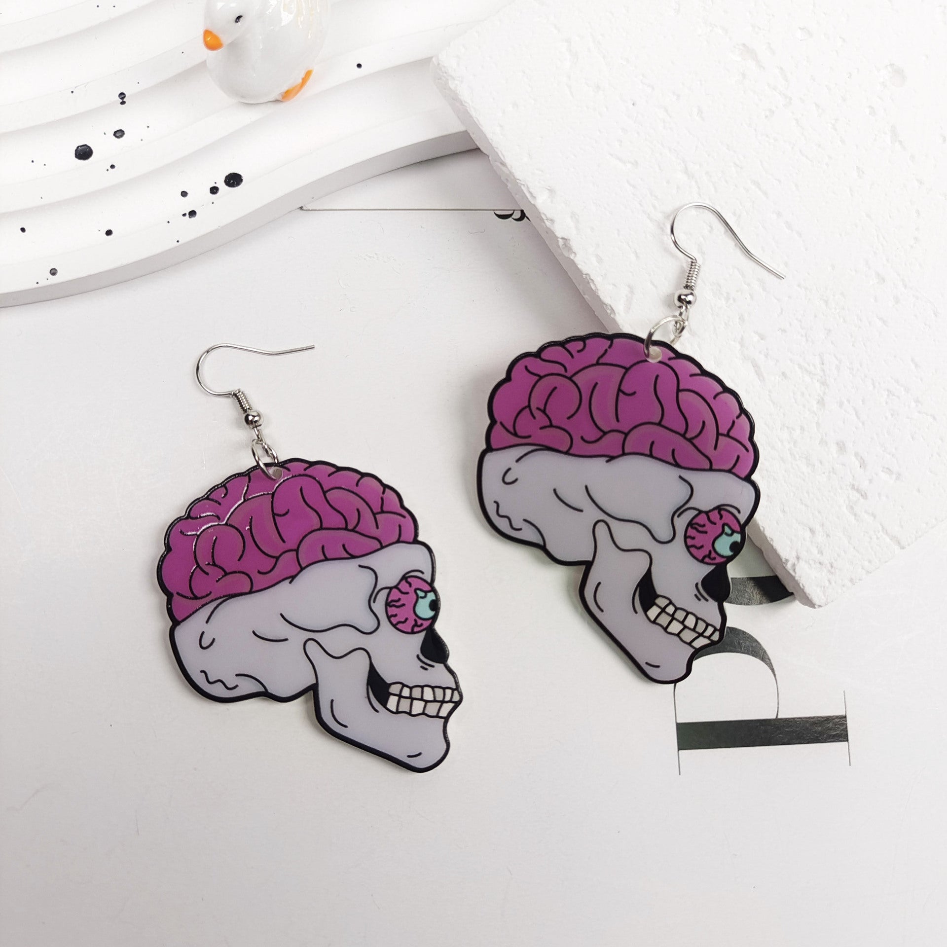 Wholesale Halloween Dark Skull Purple Earrings Acrylic Earrings ACC-ES-Jiay005