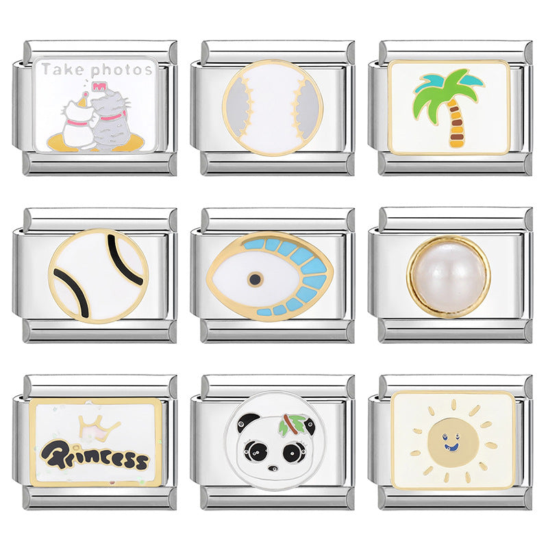 Wholesale Italian Charm Bracelet 9mm DIY Splicing White Series Titanium Steel Composable Bracelet