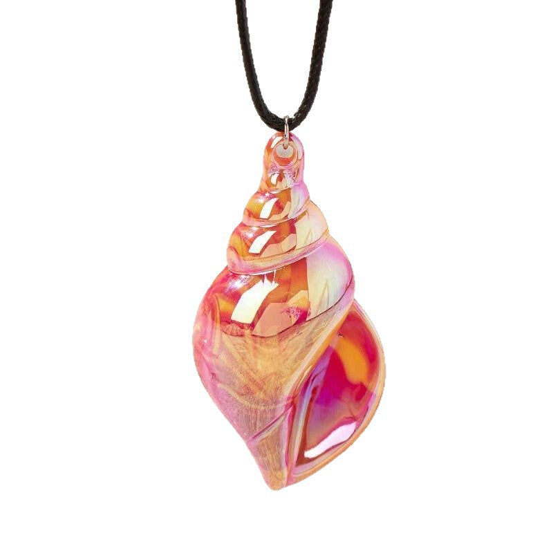 Wholesale  acrylic pink magic conch pendant necklace