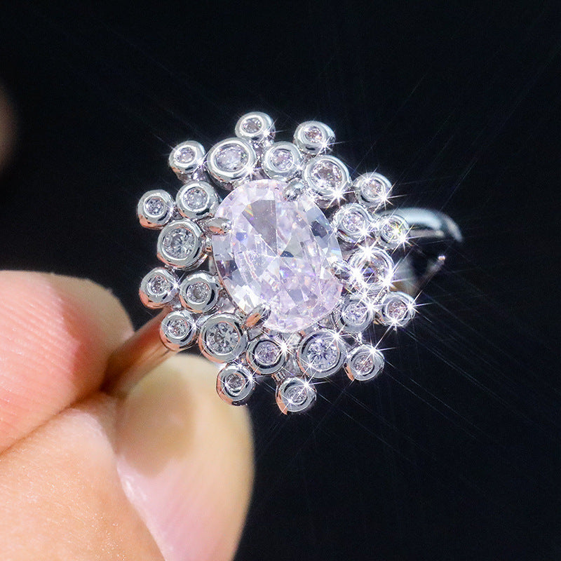 Wholesale Copper inlaid zircon sunflower open ring