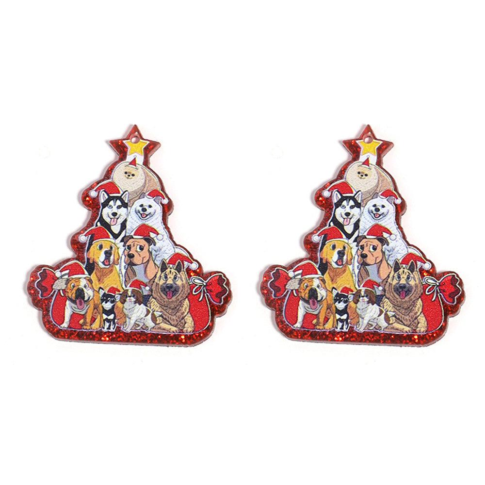 Wholesale 10pcs Acrylic Single-sided Printed Christmas Tree Pendant