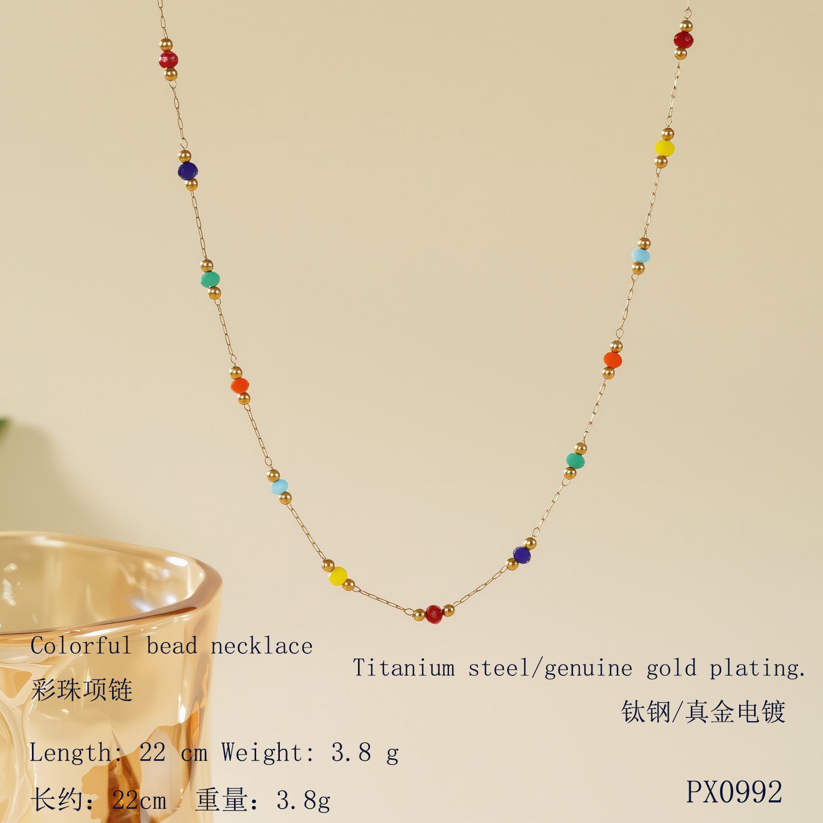 Wholesale Real Gold Plated Titanium Steel Turquoise Necklace,  Light Luxury Style Fashion Accessory