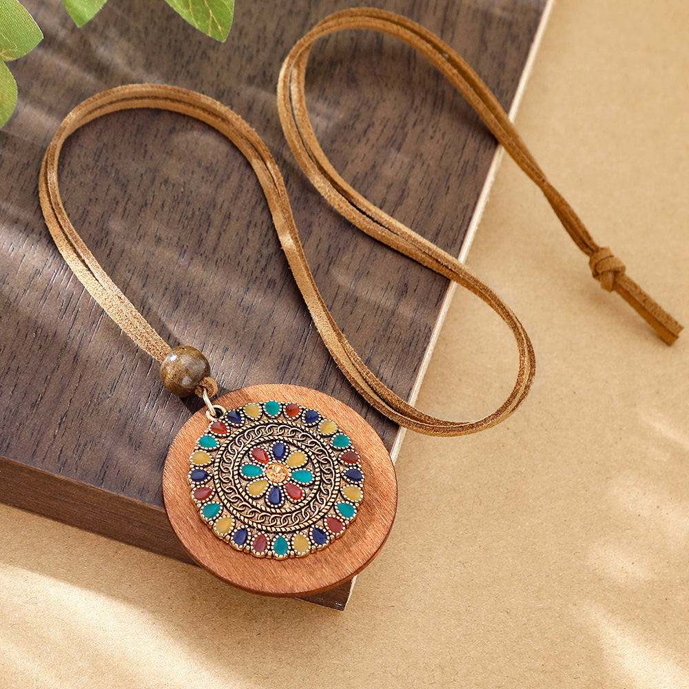 Wholesale Bohemian Geometric Colorful Drop Pendant Necklace Zinc Alloy Fashion Accessory for Travel Gift