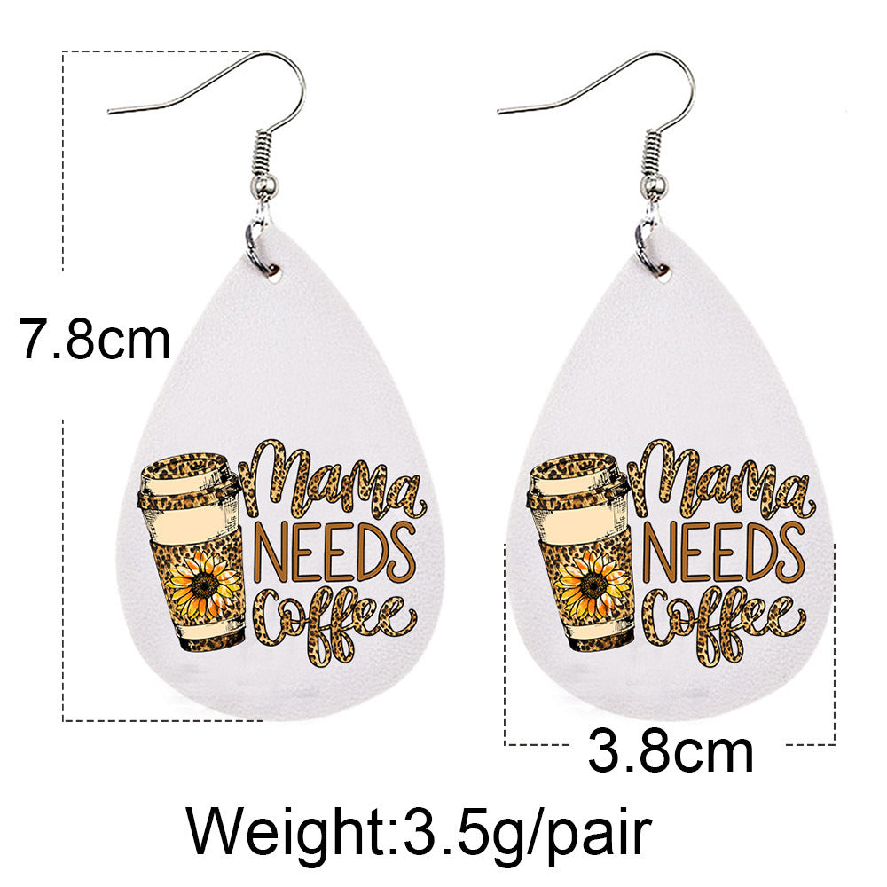 Wholesale MAMA Leopard Mother's Day Leather Earrings ACC-ES-CY006