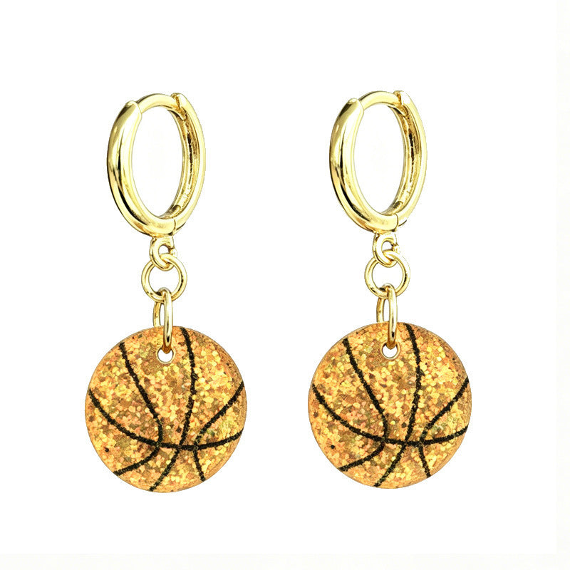 Wholesale Cute Football Earrings Shiny Acrylic Pendant Jewelry Fashion Accessory Gift For Boutique Resale