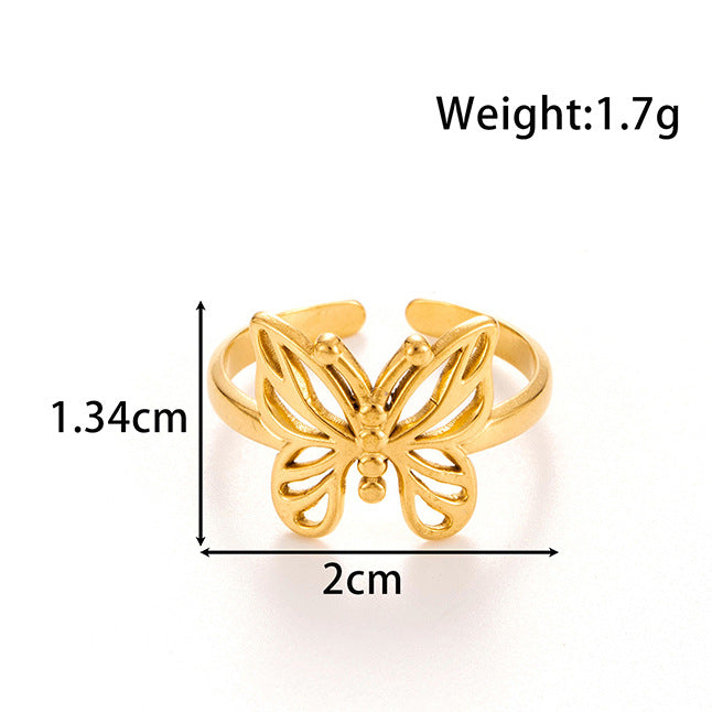 Wholesale titanium steel love butterfly  retro open ring