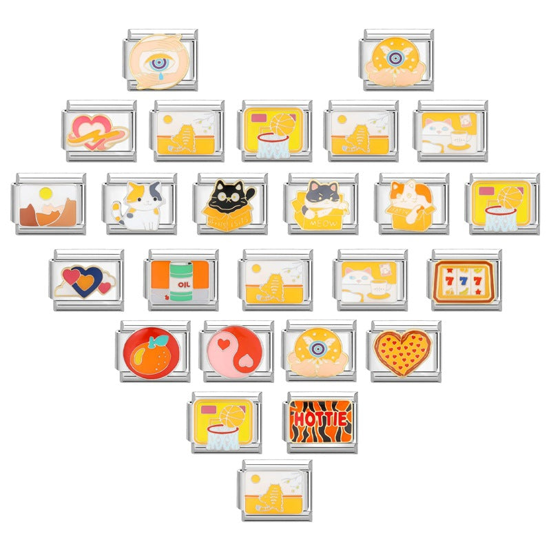 Wholesale 9mm Italian Charm Starter Bracelets DIY square Single Section Creative Stainless Steel Composable Bracelet