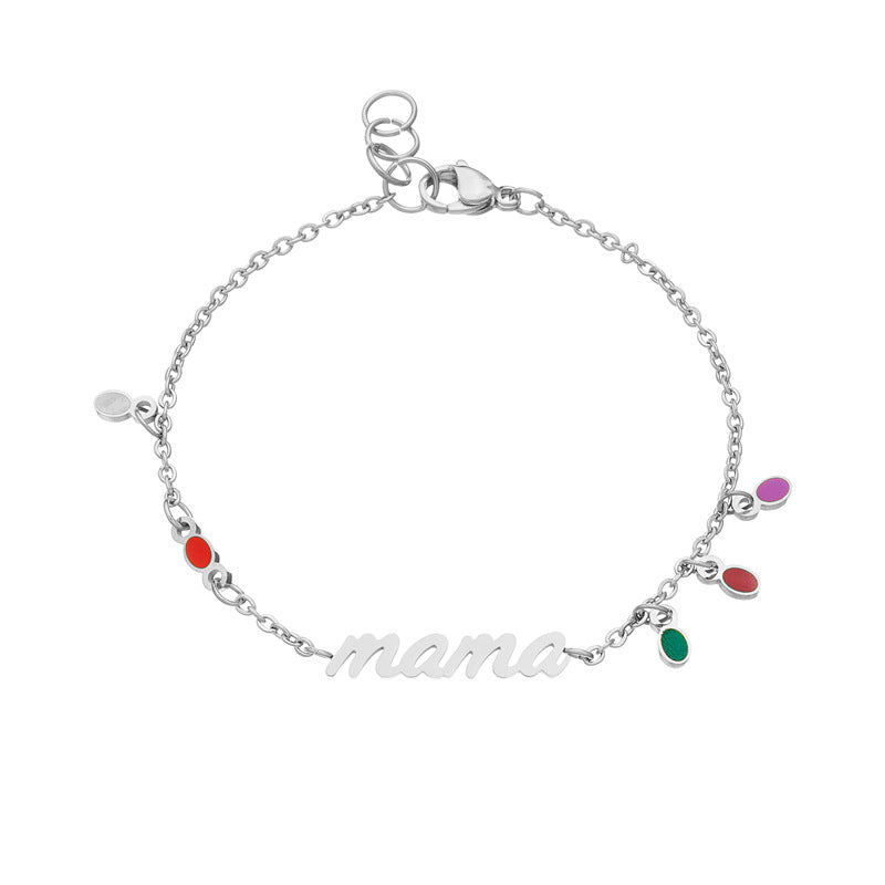 Wholesale Stainless steel Mother's Day Alphabet Adjustable Bracelet