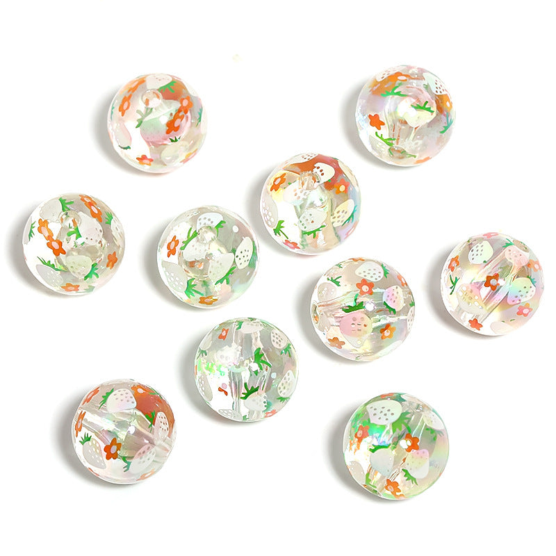 Wholesale 100pcs Acrylic Milk Strawberry Printed Beads Diy Beaded Pen Accessories ACC-BDS-BLG116