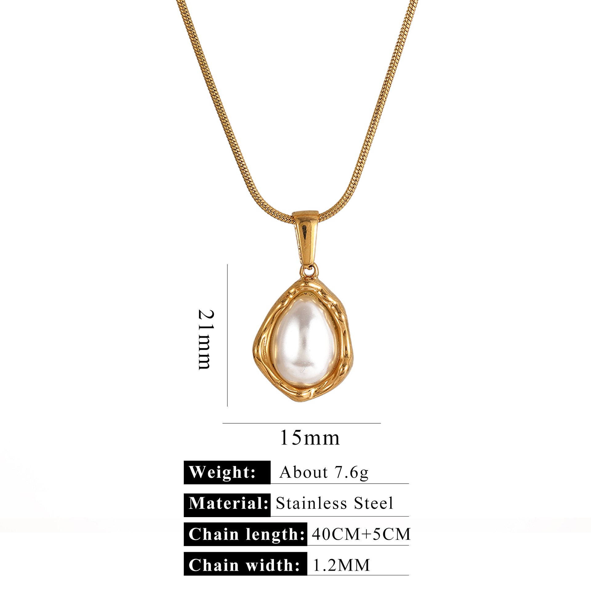 Wholesale Stainless steel 18k gold 40 5 necklace imitation pearl pendant necklace five-pointed star bow love chain gift