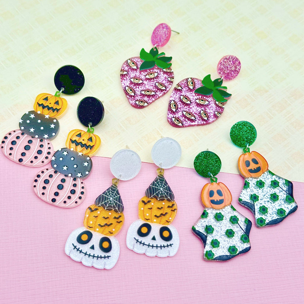 Wholesale Halloween Skull Ghost Acrylic Earrings ACC-ES-Weiw004