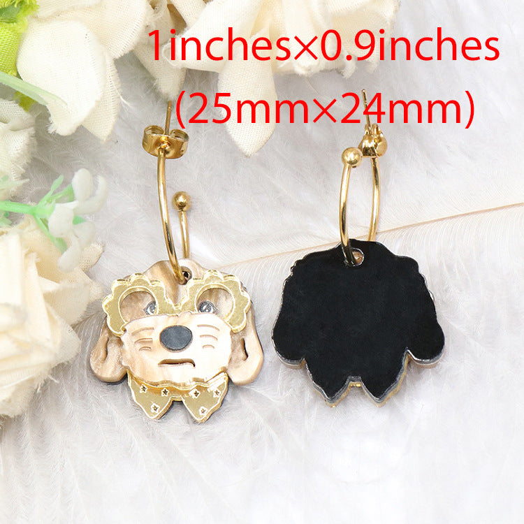 Wholesale 5pcs Ke Jin Furry Cute Animal Acrylic Earrings Cute Earrings ACC-ES-XiaoYan056
