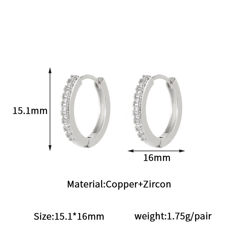 Wholesale circle diamond ear ring zircon ear buckle  light luxury  earrings