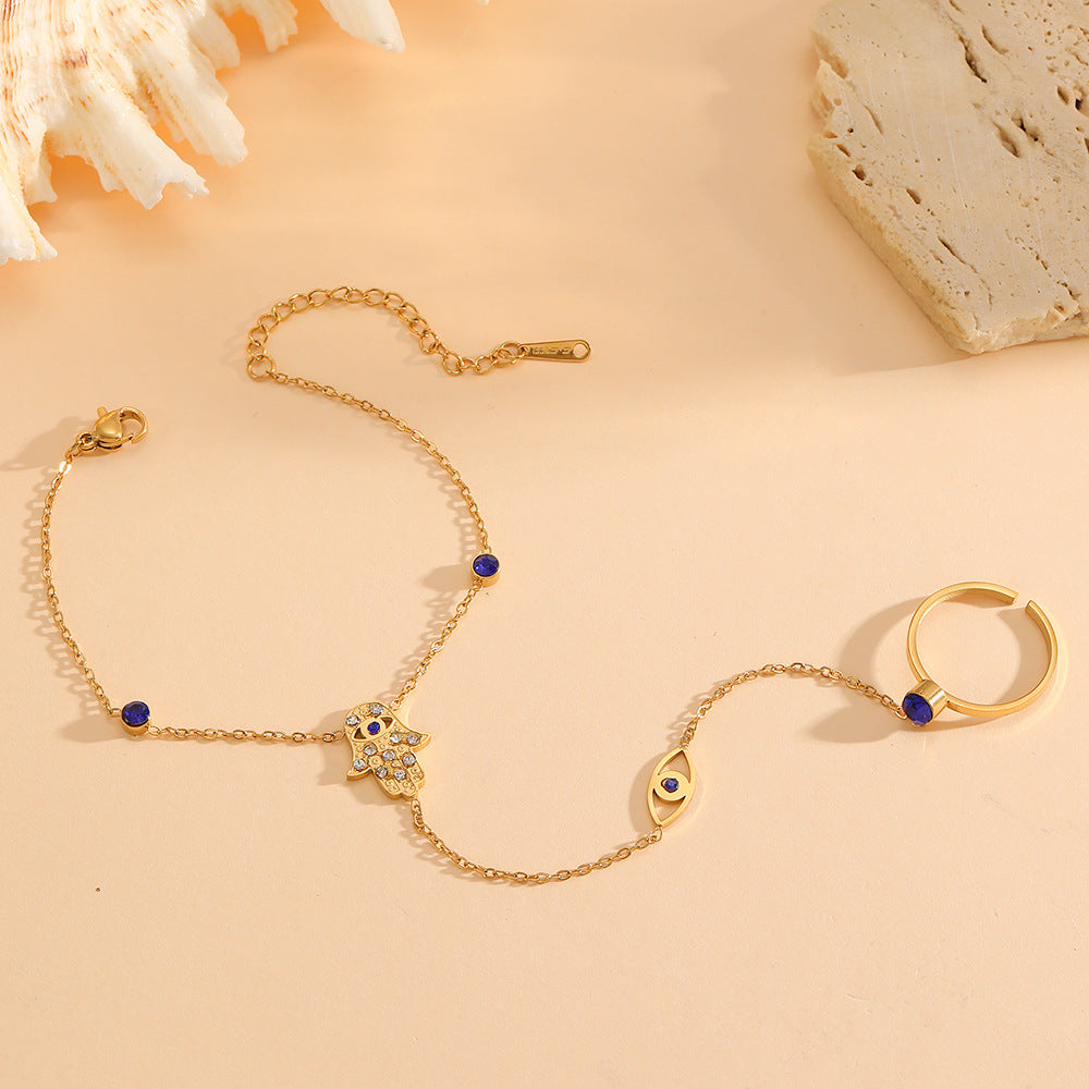 Wholesale Gold-Plated Titanium Steel Tree of Life Ring-Bracelet jewelry Set