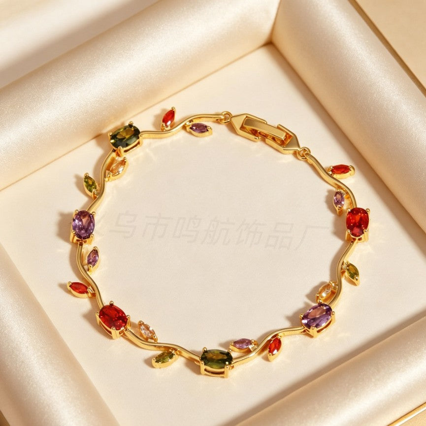 Wholesale Trendy Leaf Design Rhinestone Bracelet,  Fashion Accessory for Everyday Wear or Boutique Resale